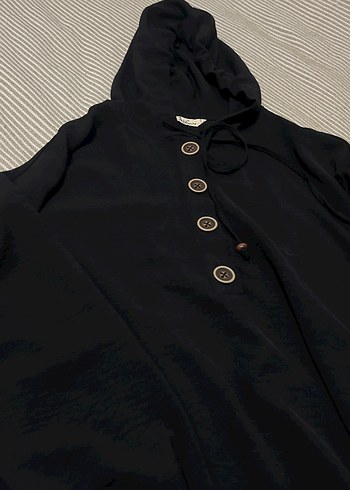 Düğmeli Siyah Uzun Kollu Kadın Tunik - Görsel 6