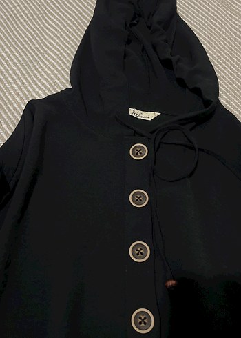 Düğmeli Siyah Uzun Kollu Kadın Tunik - Görsel 5