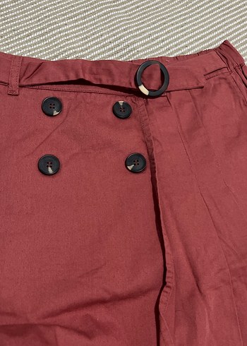 Kiremit rengi Düğmeli Midi Etek - Görsel 3