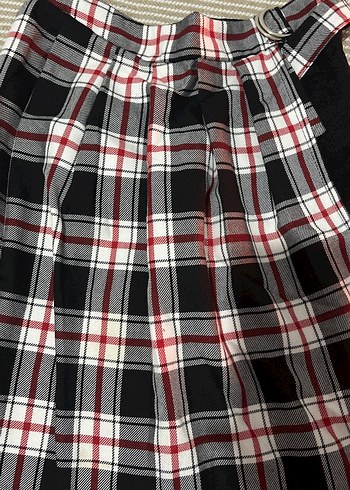 Piliseli Ekose Midi Etek - Görsel 3