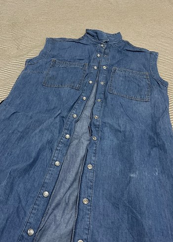 Düğmeli Uzun Kot elbise - Görsel 2