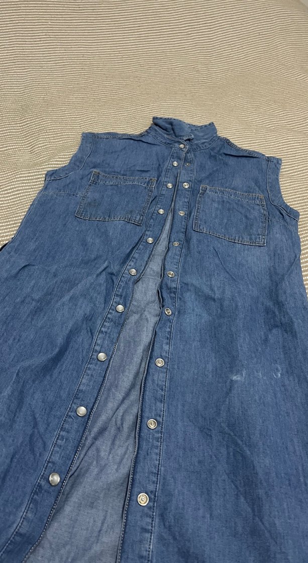 Düğmeli Uzun Kot elbise - Görsel 2