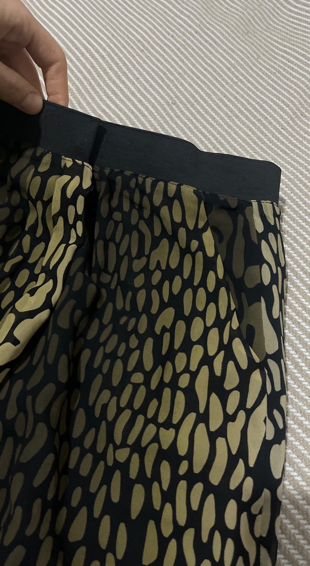 Kadın Altın Renkli Yılan Desenli Midi Etek - Görsel 4