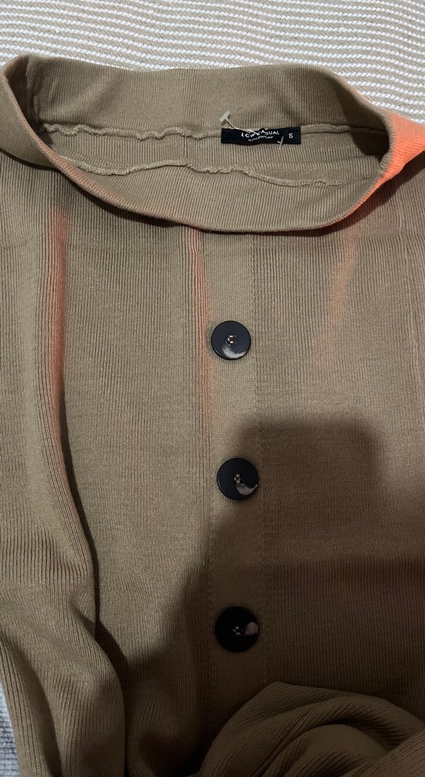 Düğmeli Kahverengi Uzun Kadın Etek - Görsel 2