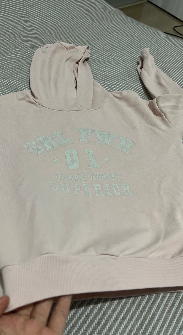 Pudra Kapüşonlu Uzun Kollu cocuk Sweatshirt - Görsel 2