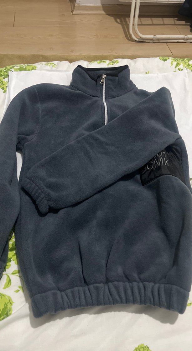 Gri Yarım Fermuarlı Erkek Polar Sweatshirt - Görsel 4