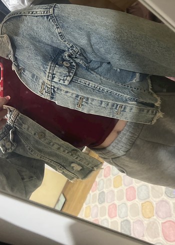 Gri Düğmeli Kadın Denim Ceket - Görsel 3