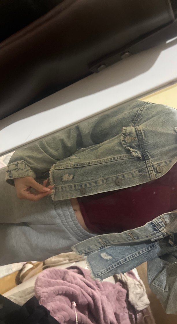 Gri Düğmeli Kadın Denim Ceket - Görsel 4