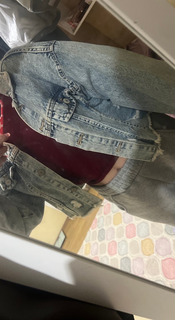 Gri Düğmeli Kadın Denim Ceket - Görsel 3