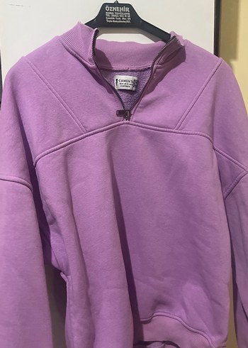 Mor Yarım Fermuarlı Kadın Sweatshirt - Görsel 2