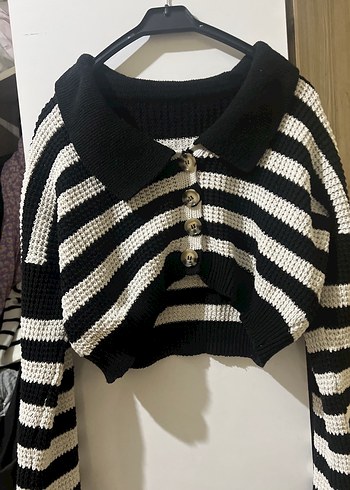 Zebra Desenli Siyah Beyaz Triko Kazak - Görsel 4