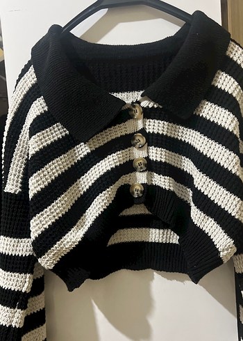 Zebra Desenli Siyah Beyaz Triko Kazak - Görsel 3