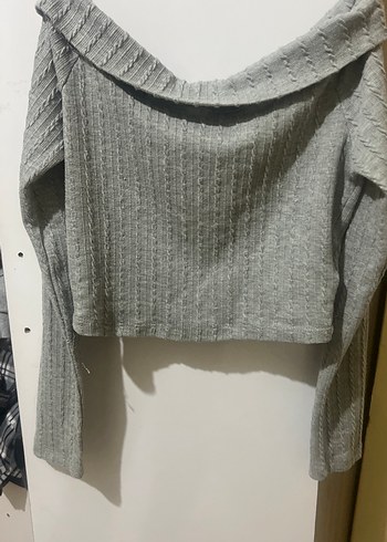 Gri Kadın Triko Uzun Kollu Bluz - Görsel 3