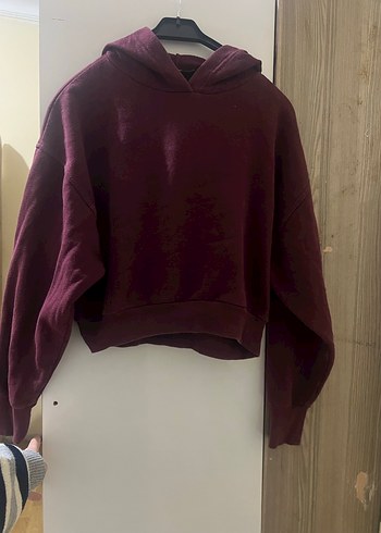Bordo Kapüşonlu Salaş Sweatshirt - Görsel 2