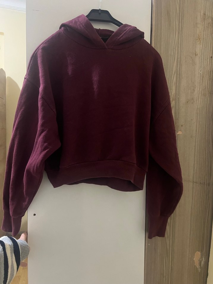 Bordo Kapüşonlu Salaş Sweatshirt - Görsel 2