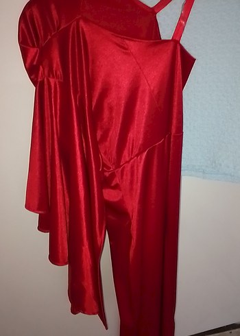 Parlak Kırmızı Uzun abiye elbise - Görsel 2