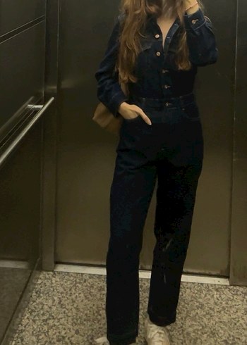 Zara Lacivert Kadın Denim Tulum - Görsel 2