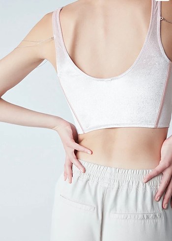 Dantel Detaylı Pembe Işıltılı Bustiyer - Görsel 3