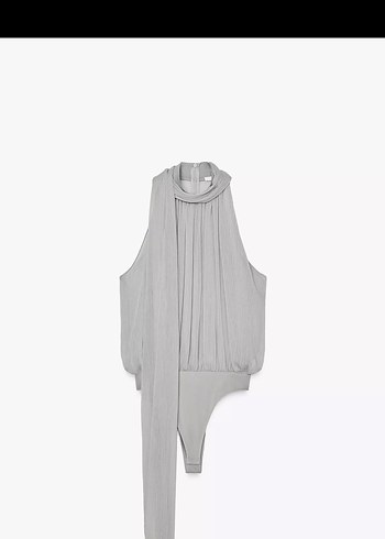 Zara Gri Şifon Bağlamalı Body - Görsel 2