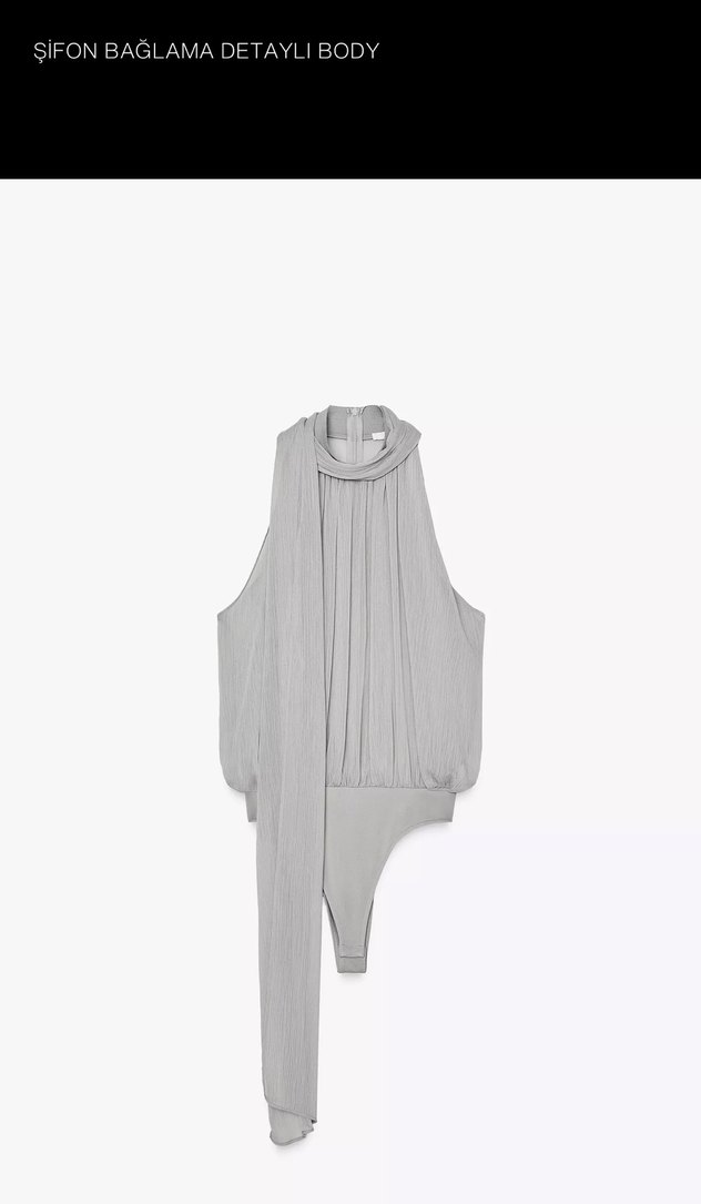 Zara Gri Şifon Bağlamalı Body - Görsel 2