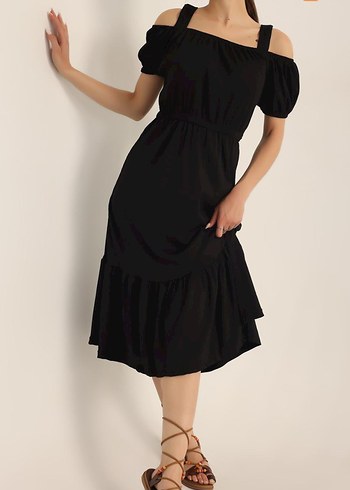 Siyah Uzun Bohem Kadın Elbise - Görsel 2