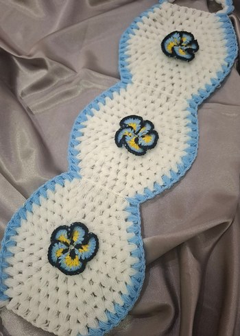 Mavi ve sarı çiçekli örgü lif modeli - Görsel 2