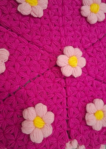 Pembe Çiçekli Örgü lif modeli - Görsel 3