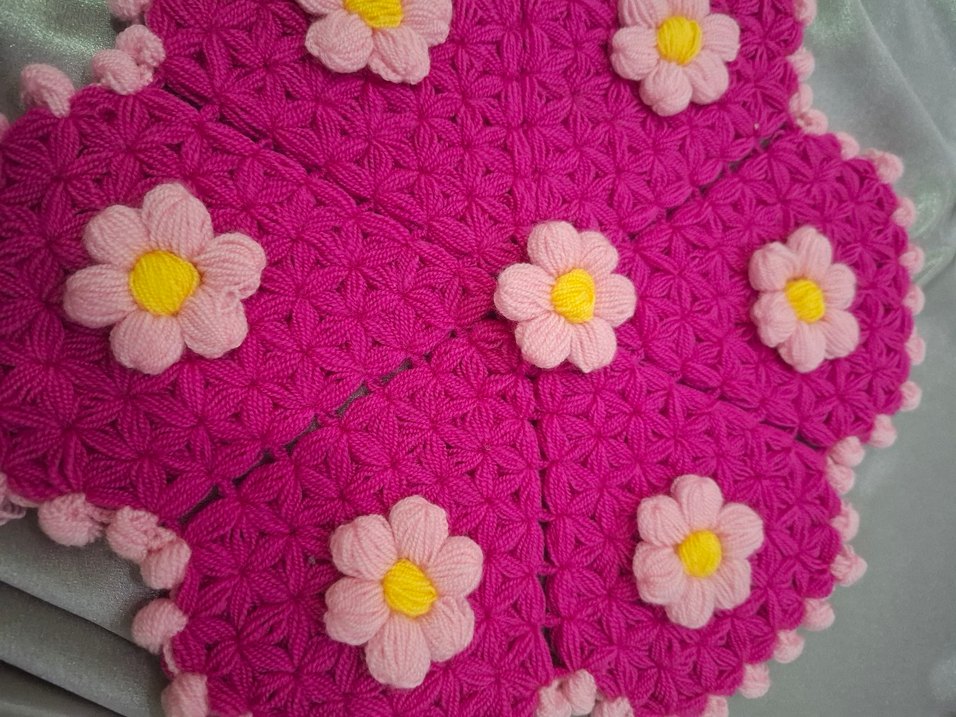 Pembe Çiçekli Örgü lif modeli - Görsel 3