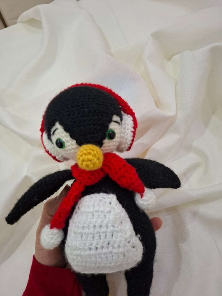 Renkli Örgü Penguen Peluş Oyuncak - Görsel 2