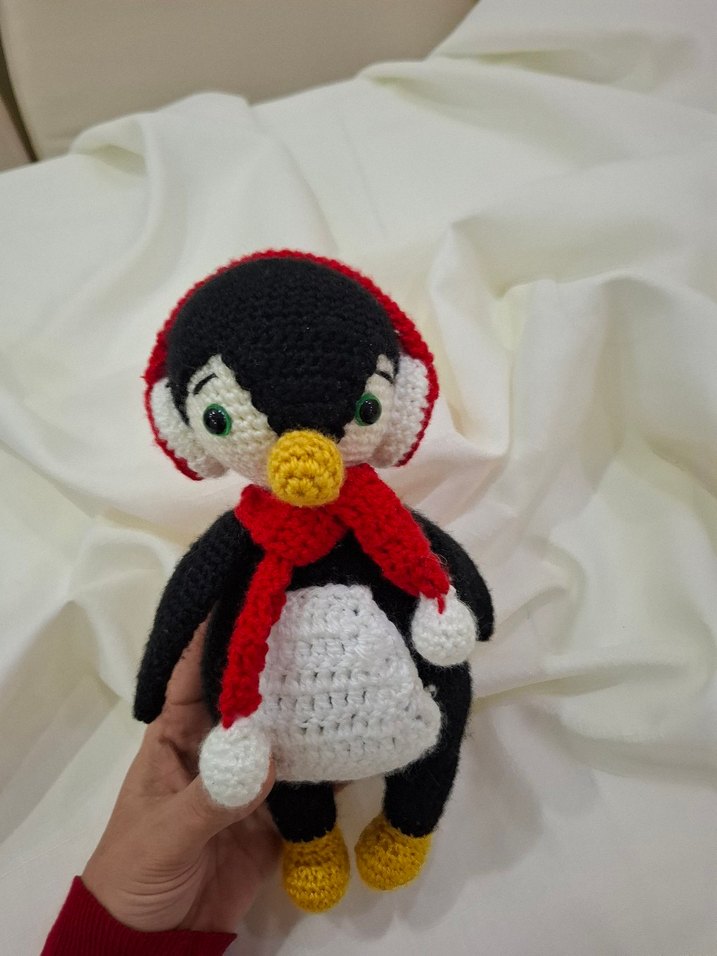 Renkli Örgü Penguen Peluş Oyuncak - Görsel 3