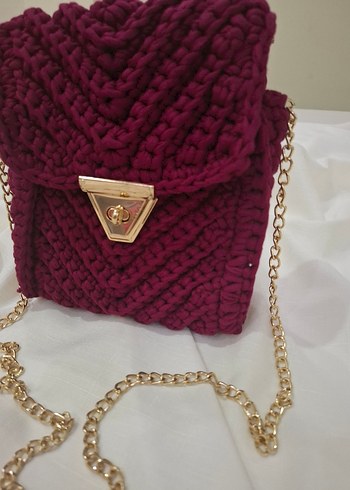 Bordo Örgü Kadın Çanta - Görsel 3