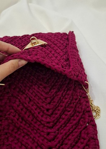 Bordo Örgü Kadın Çanta - Görsel 10