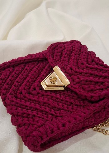 Bordo Örgü Kadın Çanta - Görsel 7