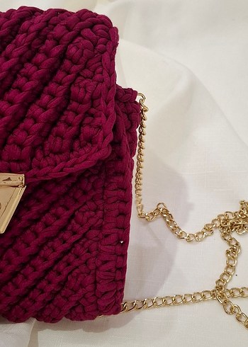 Bordo Örgü Kadın Çanta - Görsel 6