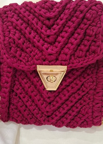 Bordo Örgü Kadın Çanta - Görsel 4