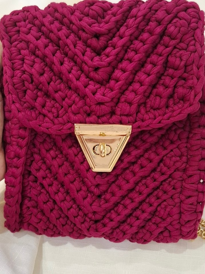 Bordo Örgü Kadın Çanta - Görsel 4