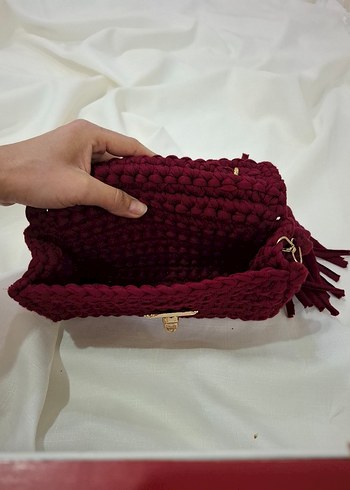 Bordo Örgü Kadın Çanta - Görsel 7