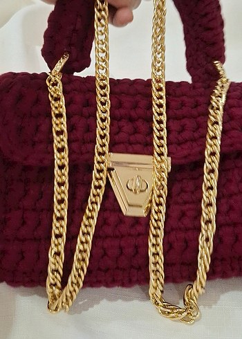 Bordo Örgü Kadın Çanta - Görsel 3