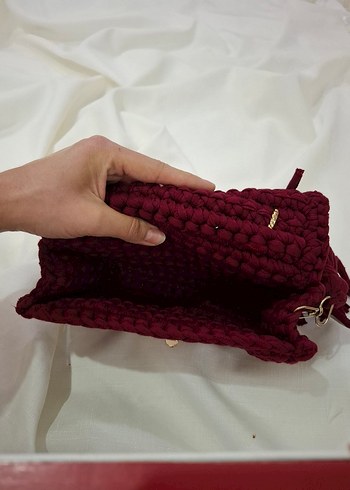 Bordo Örgü Kadın Çanta - Görsel 9
