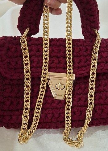 Bordo Örgü Kadın Çanta - Görsel 2