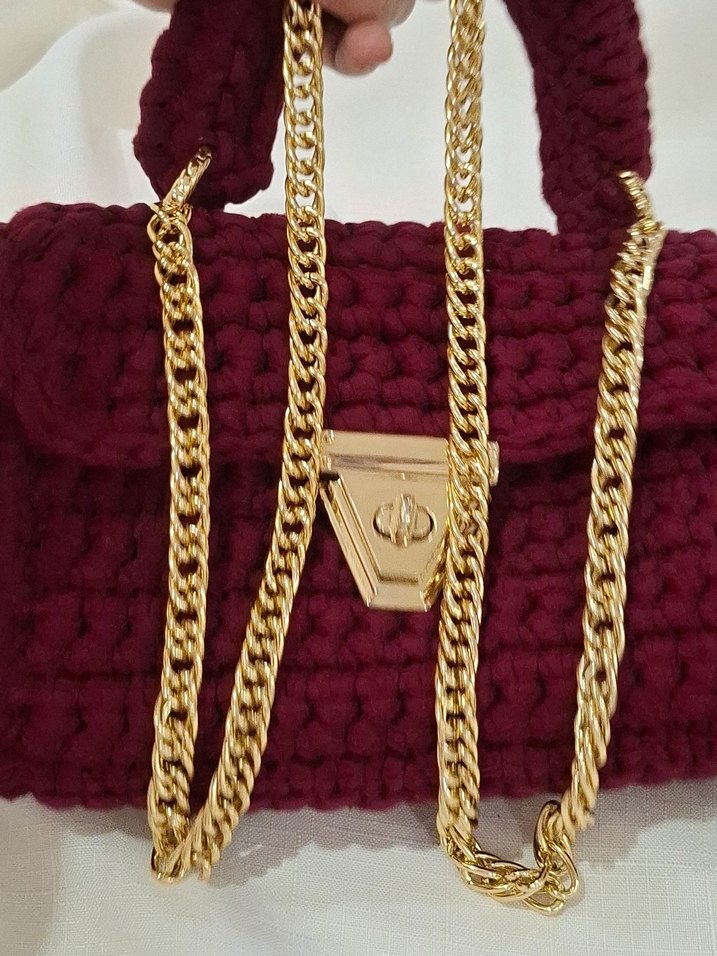 Bordo Örgü Kadın Çanta - Görsel 3