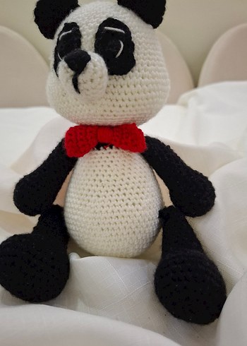Renkli Örgü Panda Peluş Oyuncak - Görsel 5