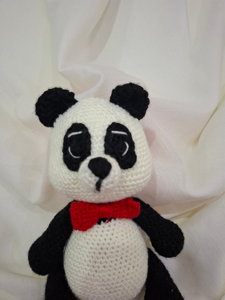 Renkli Örgü Panda Peluş Oyuncak - Görsel 2