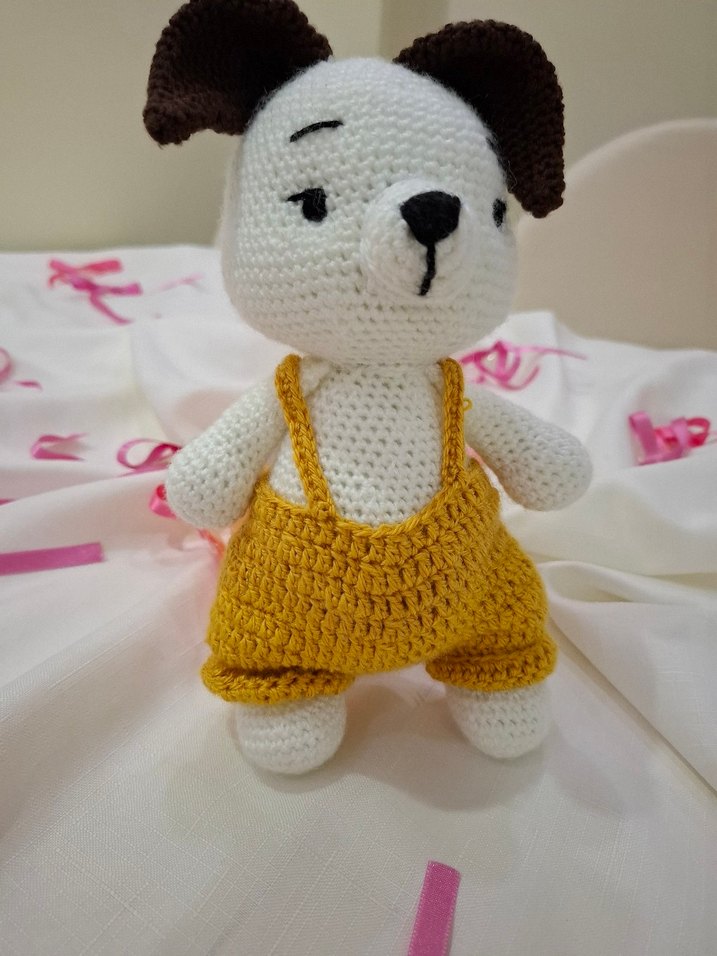 Renkli Tulumlu Kahverengi Oyuncak köpek - Görsel 4