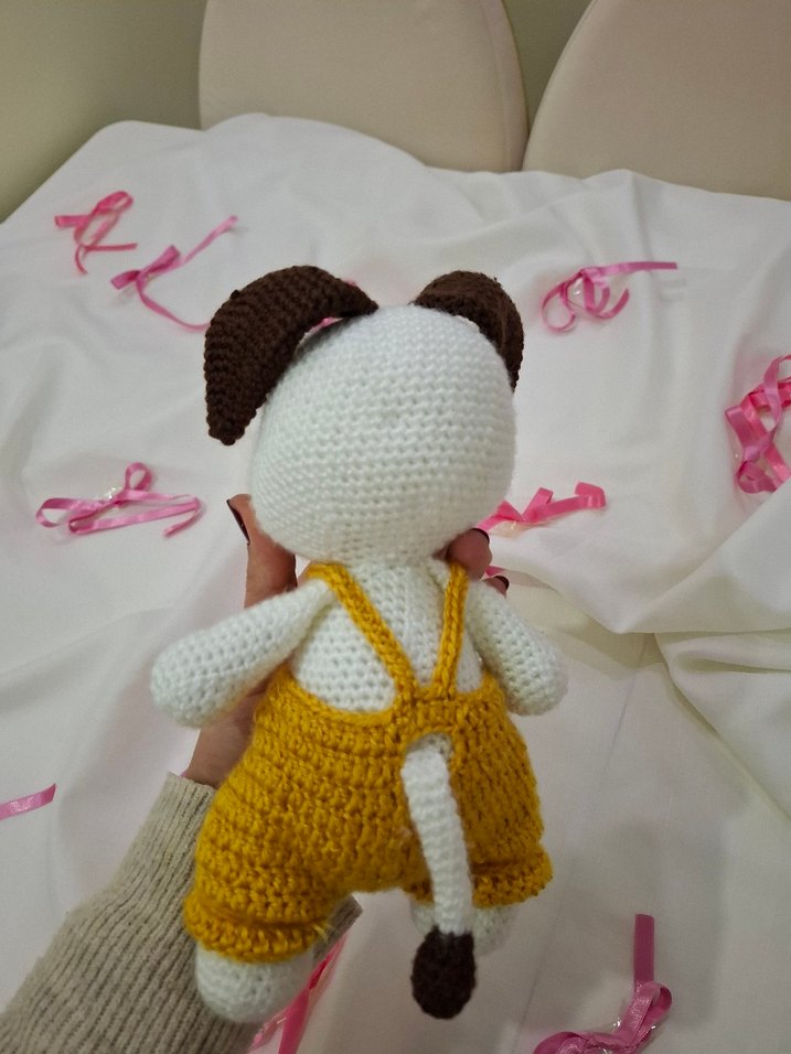 Renkli Tulumlu Kahverengi Oyuncak köpek - Görsel 5