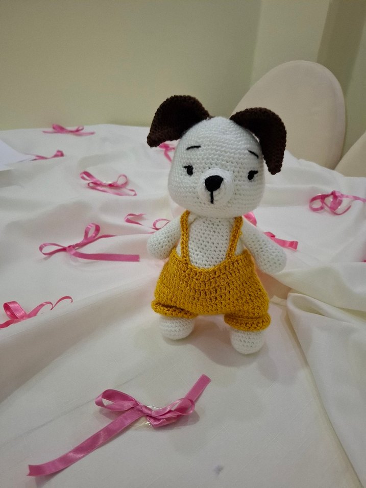 Renkli Tulumlu Kahverengi Oyuncak köpek - Görsel 2