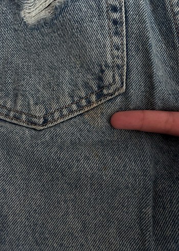 Mavi parçalı Loose Fit Kadın Denim Jean - Görsel 5