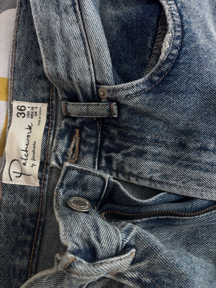 Mavi parçalı Loose Fit Kadın Denim Jean - Görsel 2
