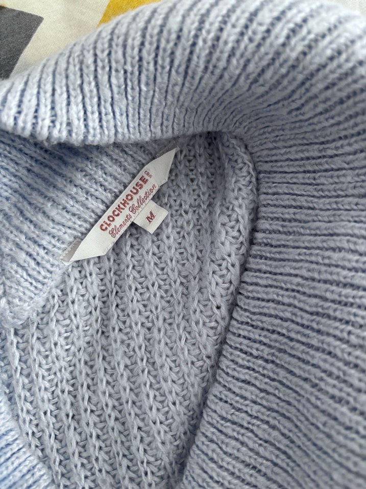 Pudra mavi Triko Kadın Kazak, Salaş, Kayık Yaka - Görsel 4