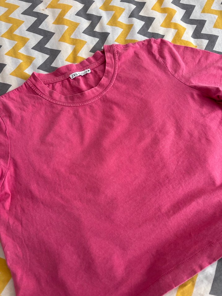 Zara Pembe Kısa Kollu Basic Tişört - Görsel 2